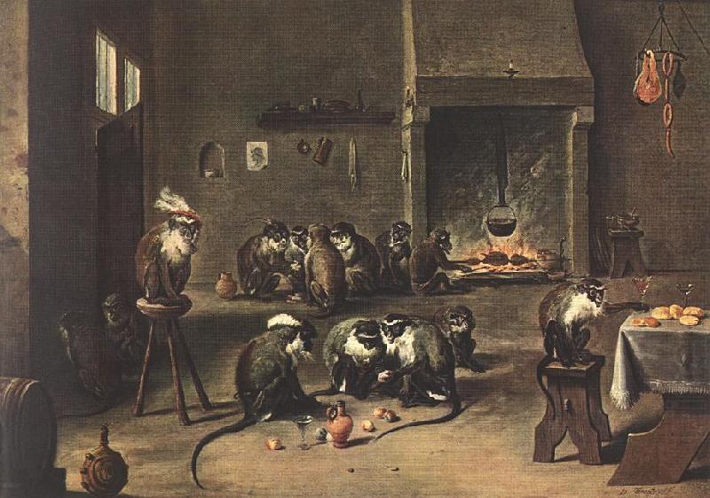 TENIERS, David the Younger Apes in the Kitchen  fdh china oil painting image
